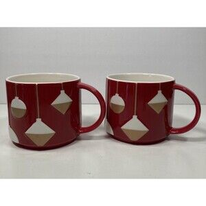 STARBUCKS 2012 Set Of 2 Christmas Holiday Ornament Ceramic Mugs